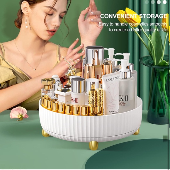 360 Rotating Storage, 11.02 inches , Cosmetics,Perfume Organizer Bathroom White - Picture 5 of 6